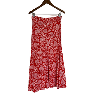 Flowy Vacation Resortwear Floral Midi Skirt ESQUALO Orange Red White A-Line